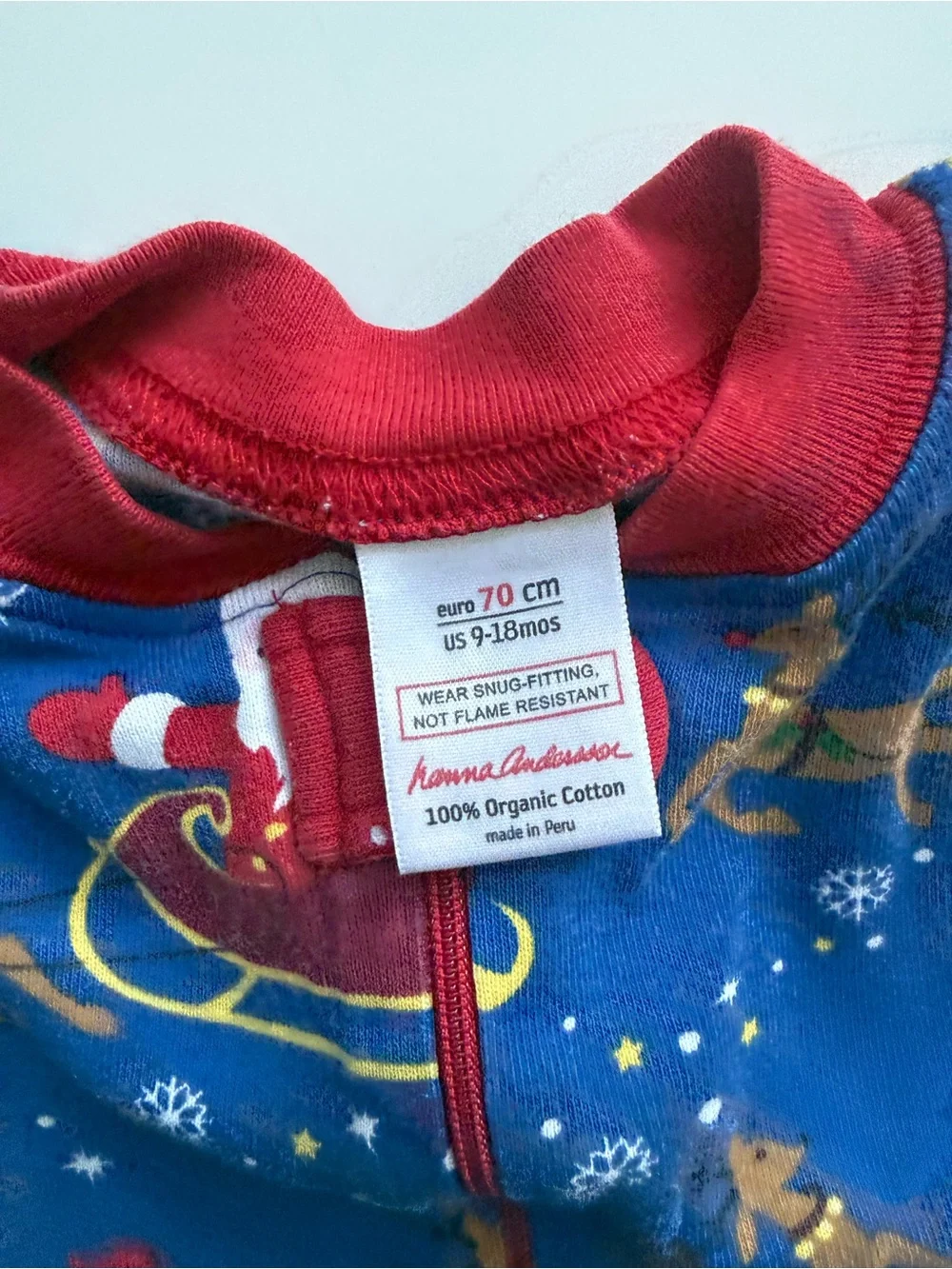 Hanna Andersson Santa Zip Up Pajamas size 9-18M